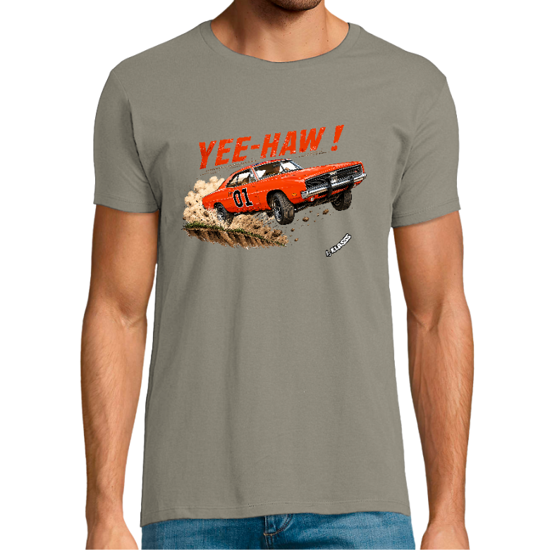 T-shirt Homme REGENT FIT KLASSS "SERIE TV GENERAL LEE" VINTAGE, col rond  150 gr