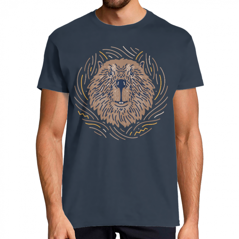 Face T-SHIRT HOMME - NATIVE AMERICAN BEAVER