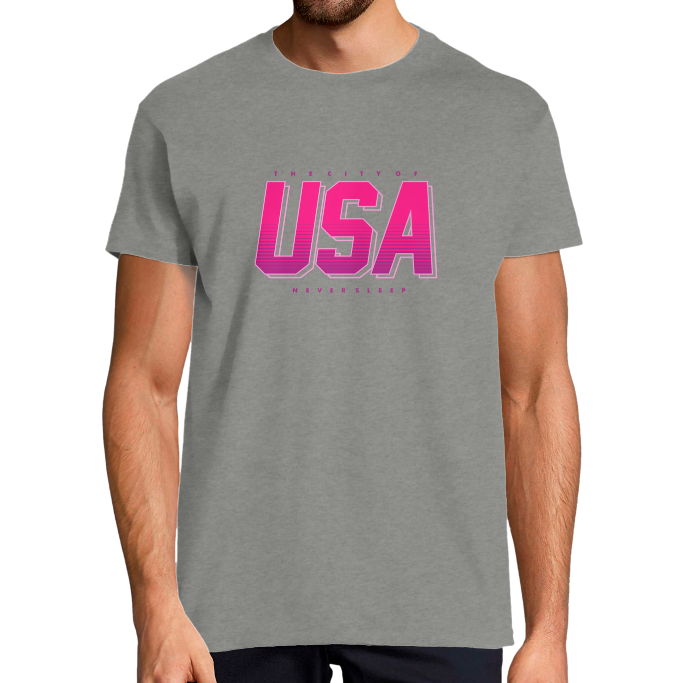 T-SHIRT USA NEVER SLEEP HOMME