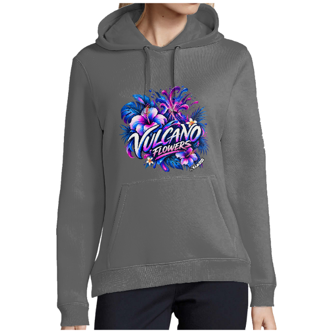 SWEAT A CAPUCHE FEMME KLASSS "VULCANO FLOWERS", Style Chic