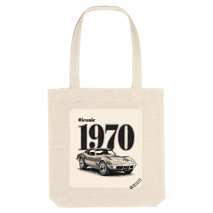 TOTE BAG KLASSS VINTAGE AUTOMOBILE "Iconic 1970 Corvette" Style chic