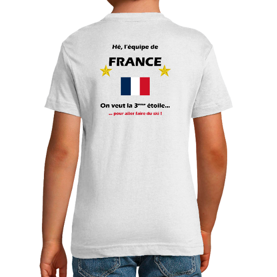 T-shirt Enfant France Foot - La 3ème étoile pour aller faire du ski !