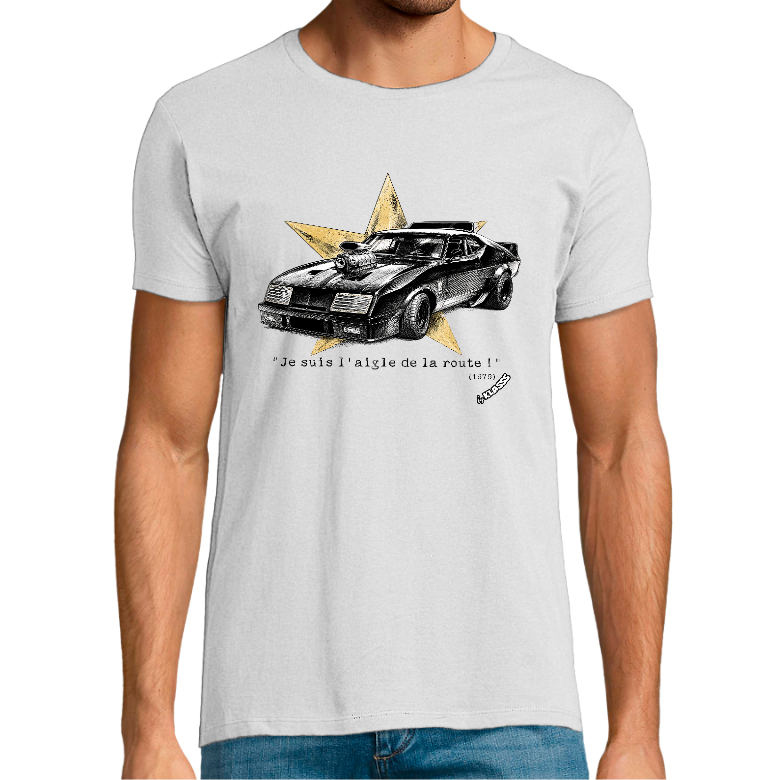 T-shirt Homme KLASSS REGENT FIT VINTAGE Automobile  "JE SUIS L'AIGLE DE LA ROUTE", col rond  150gr