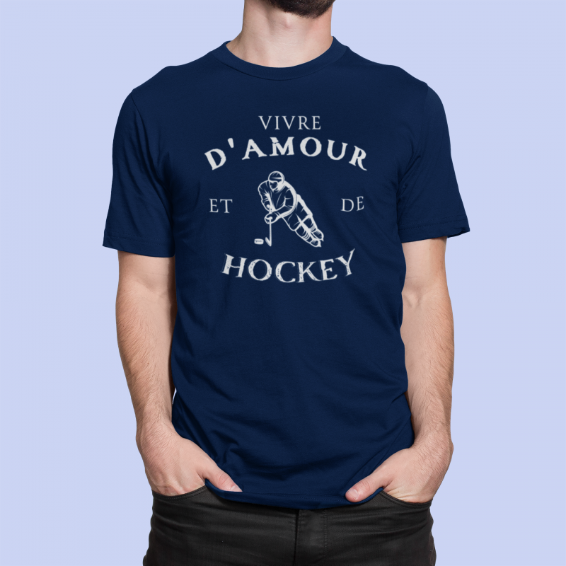 T-SHIRT VIVRE D'AMOUR ET D'HOCKEY POUR HOMME