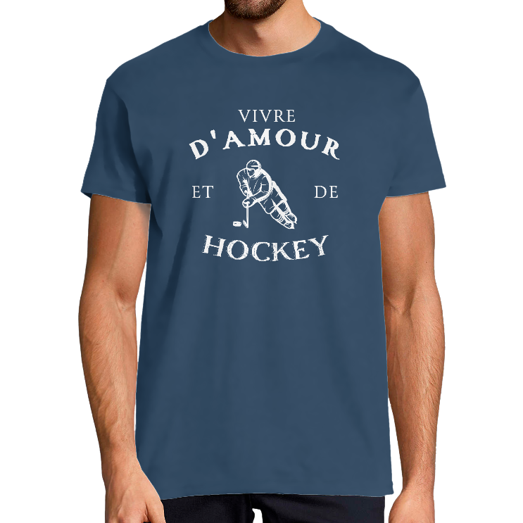 T-SHIRT VIVRE D'AMOUR ET D'HOCKEY POUR HOMME
