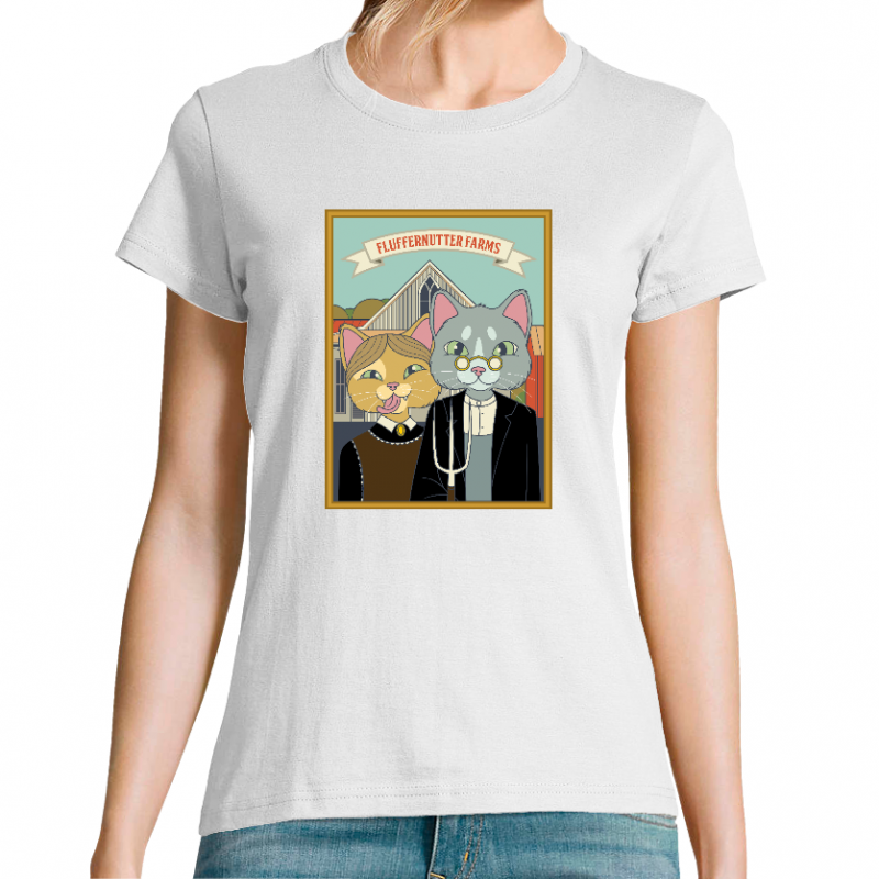 T-SHIRT VINTAGE CHAT FLUFFERNUTTER FEMME