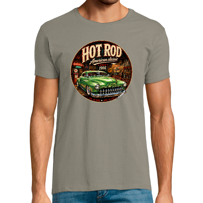 T-shirt Homme col rond REGENT FIT KLASSS "HOT ROD Life CLASSIC Green"