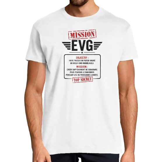 T-shirt EVG Mission – Enterrement de Vie de Garçon – Team du futur marié