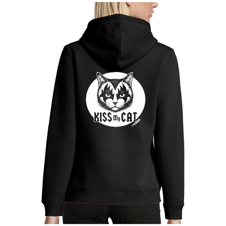 Sweatshirt femme capuche KLASSS "KISS MY CAT", Style musique rock 280 g/m²