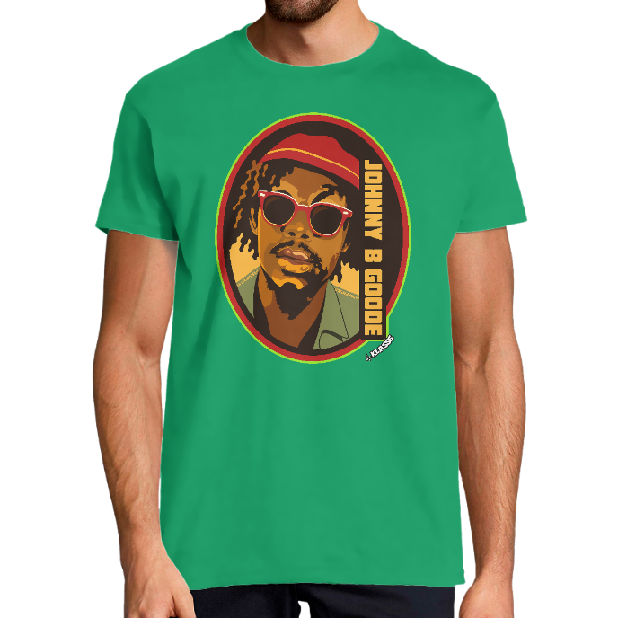 T-SHIRT HOMME KLASSS "JOHNNY BE GOODE" Style Musique Reggae, col rond 190 gr