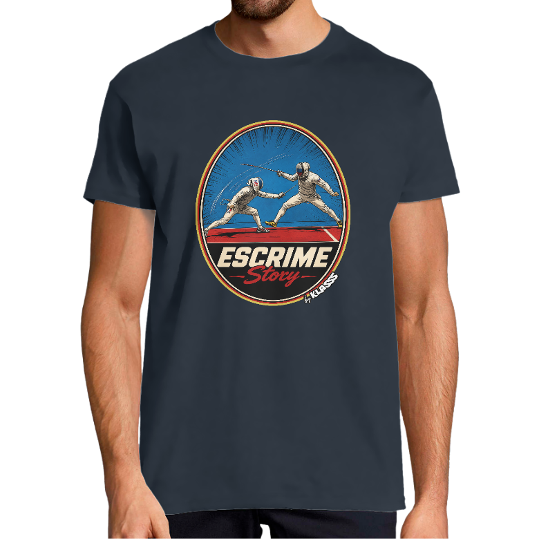 T-SHIRT HOMME KLASSS VINTAGE SPORT "ESCRIME Story", col rond 190 gr