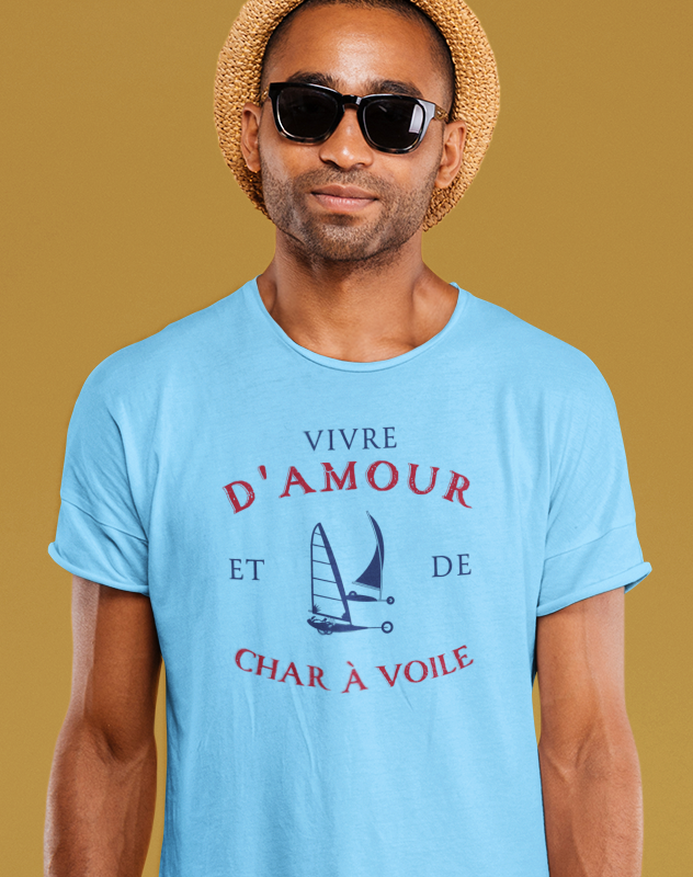 T-SHIRT VIVRE D'AMOUR ET DE CHAR À VOILE POUR HOMME