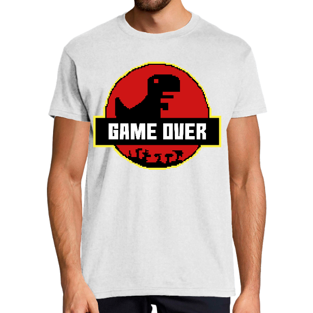 Face T-shirt Geek GAME OVER Jurassic Park avec Dinosaure