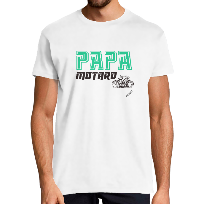T-SHIRT HOMME KLASSS "PAPA MOTARD" col rond 190 gr