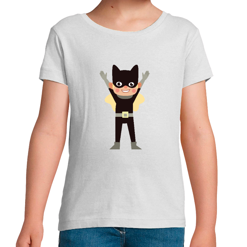 T-SHIRT SUPER-HÉROS CHAT FILLE