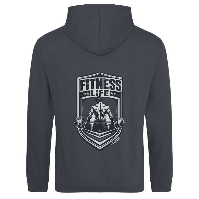 SWEAT A CAPUCHE HOMME KLASSS VINTAGE "FITNESS LIFE" - production certifiée WRAP