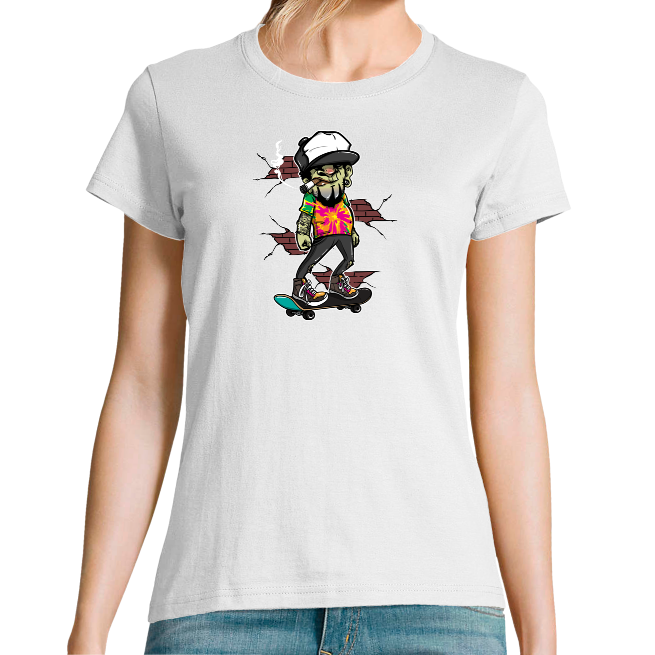 T-SHIRT FUMEUR SKATEUR FEMME