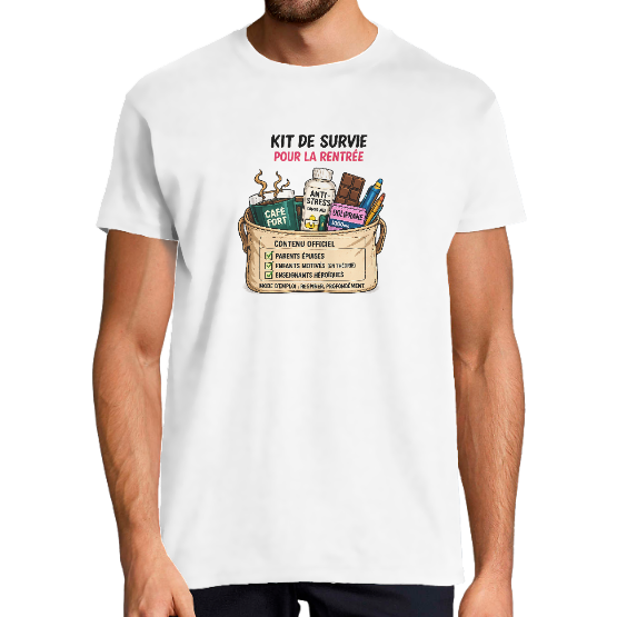 T-shirt homme rentrée scolaire – Kit de survie pour la rentrée