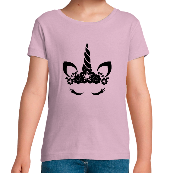 T-SHIRT COURONNE NOIRE DE LICORNE FILLE