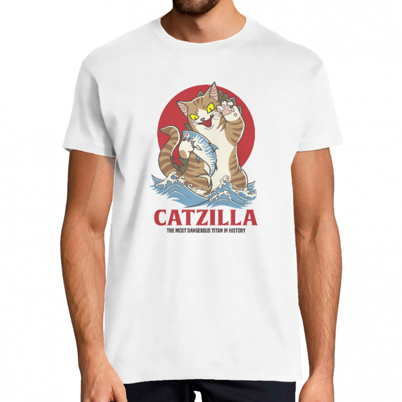 T-SHIRT CHAT CATZILLA HOMME