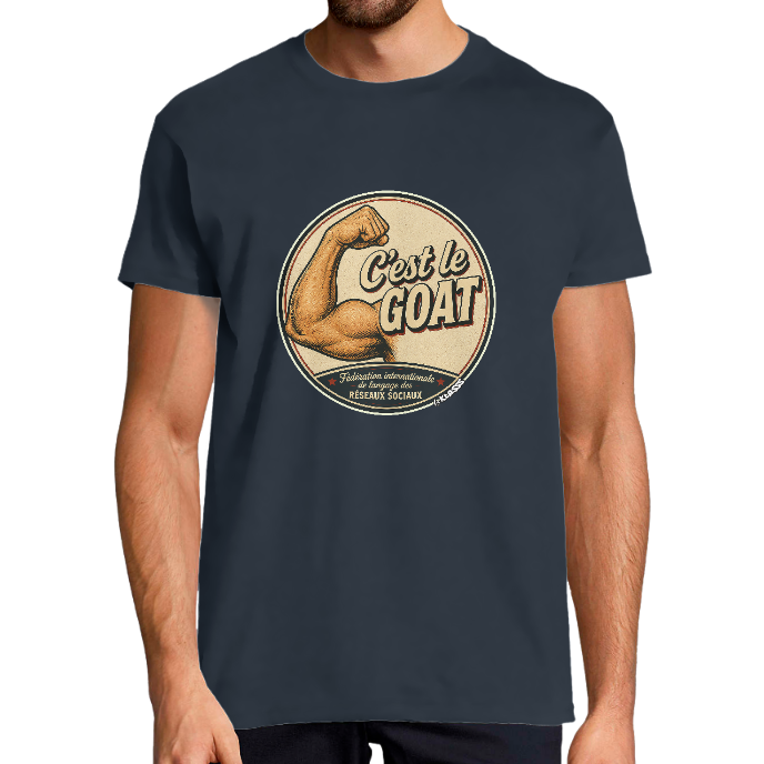 T-SHIRT HOMME KLASSS VINTAGE "C'est le GOAT", col rond 190 gr