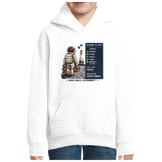 Sweat enfant unisexe rentrée scolaire – Mission CP 2026 – Bonne chance commandant !