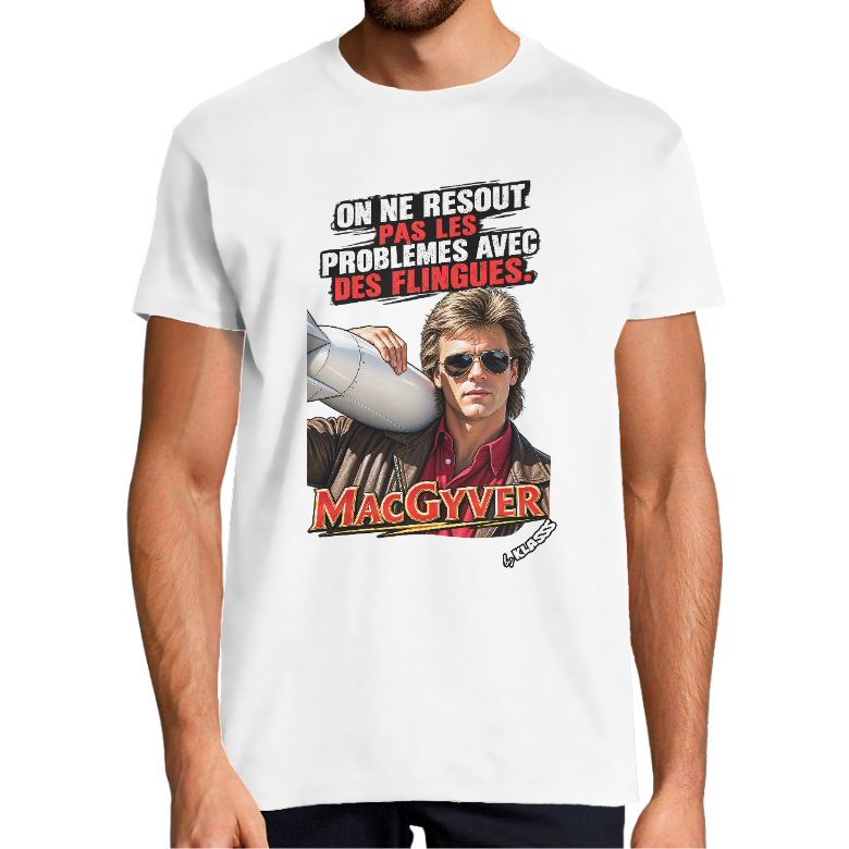 T-shirt Homme KLASSS Série TV culte "ICONIQUE MAC GYVER" col rond 150 gr