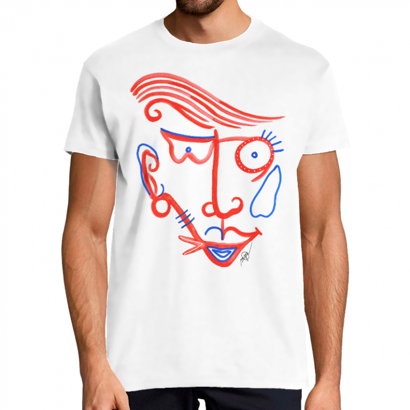 Face VISAGE ROUGE ET BLEU - T-SHIRT HOMME