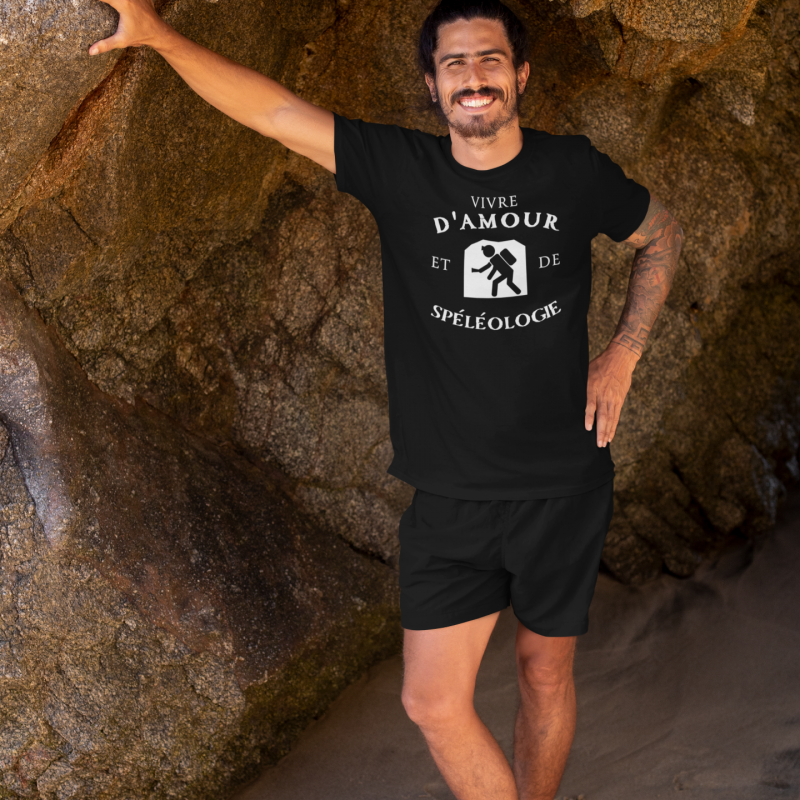 T-SHIRT VIVRE D'AMOUR ET DE SPÉLÉOLOGIE POUR HOMME