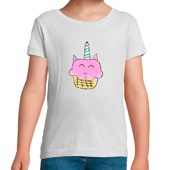 T-SHIRT CUPCAKE LICORNE FILLE