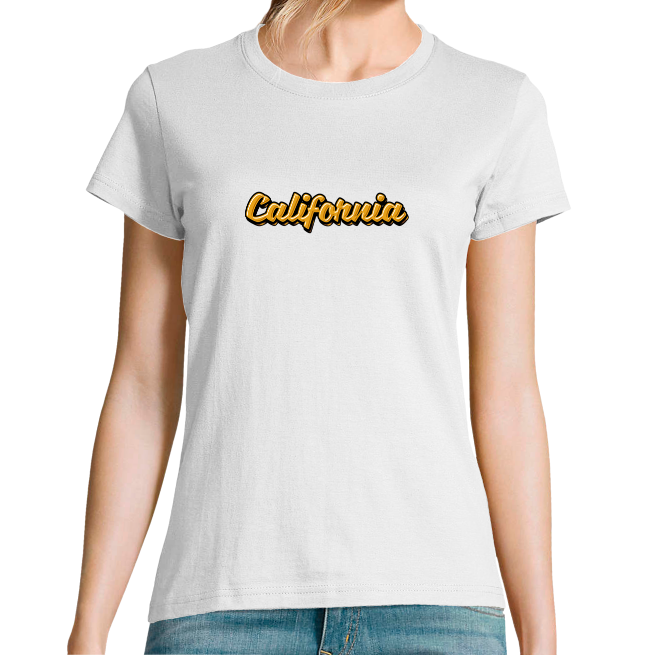 T-SHIRT CALIFORNIA JAUNE FEMME 