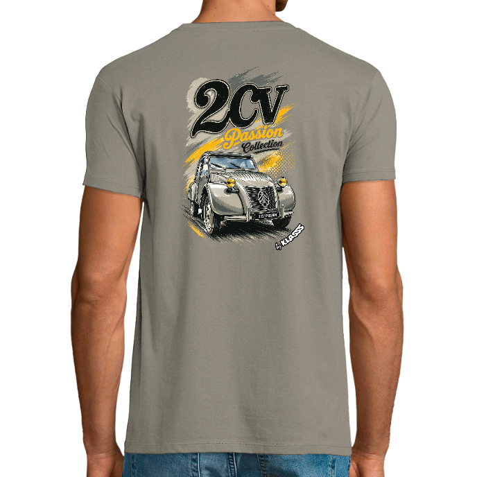 T-shirt Homme REGENT FIT KLASSS VINTAGE "2 CV PASSION COLLECTION" Automobile, col rond 150gr 