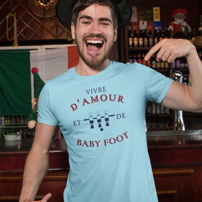 T-SHIRT VIVRE D'AMOUR ET DE BABY FOOT POUR HOMME