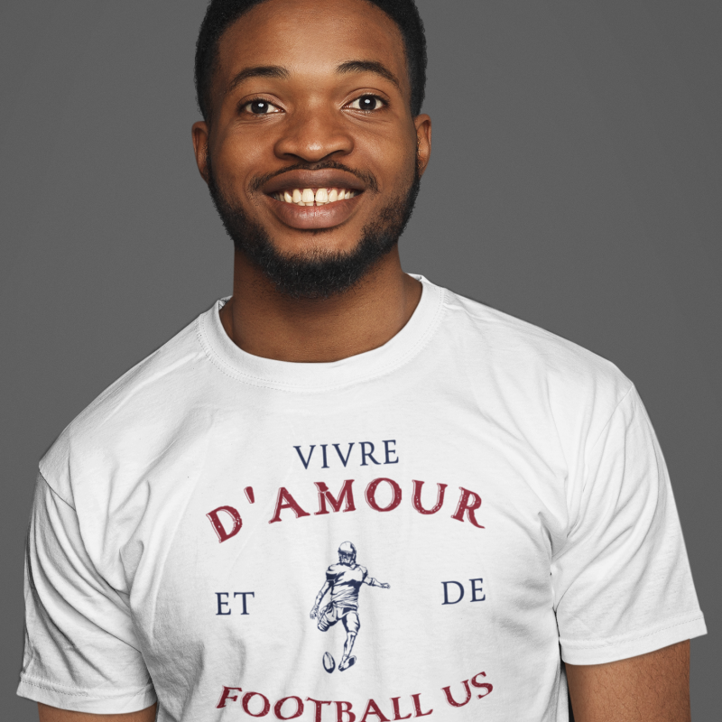 T-SHIRT VIVRE D'AMOUR ET DE FOOTBALL US POUR HOMME