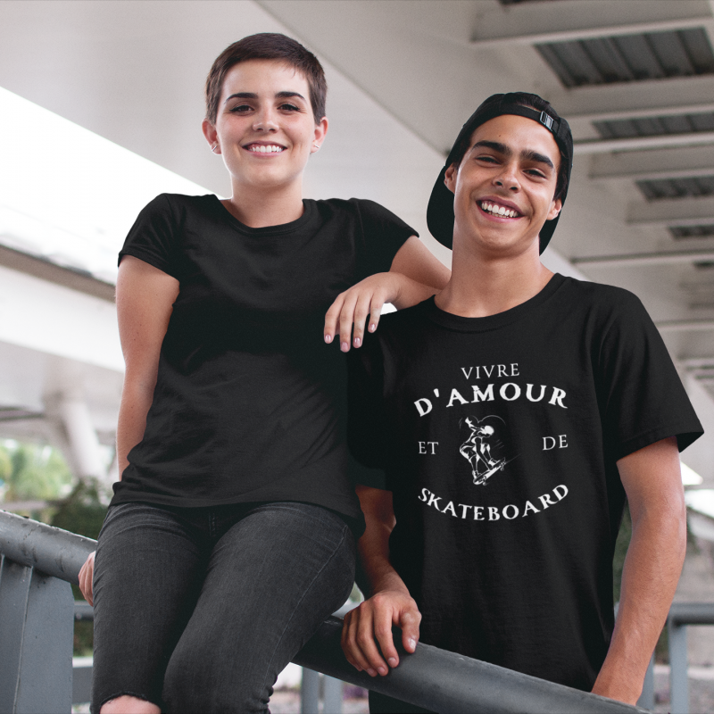 T-SHIRT VIVRE D'AMOUR ET DE SKATEBOARD POUR HOMME