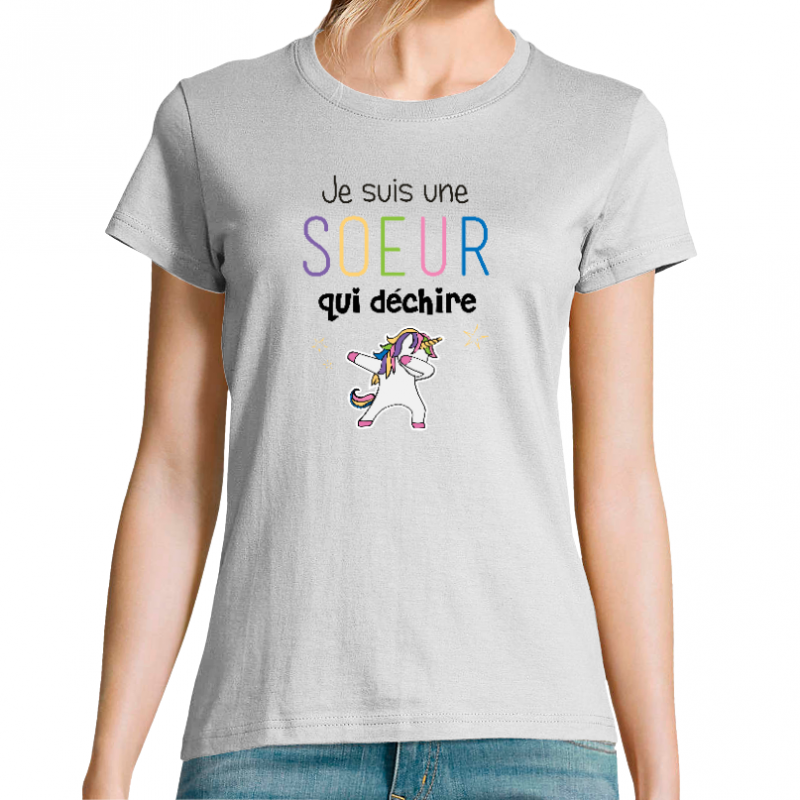 Face T-SHIRT UNE SOEUR QUI DÊCHIRE LICORNE