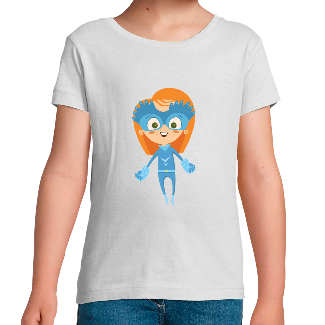 T-SHIRT SUPER-HÉROS FORCE BLEU FILLE 