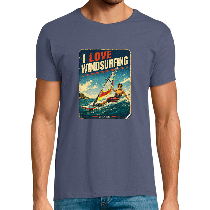 T-shirt Homme col rond REGENT FIT  "Vintage I LOVE WINDSURFING" KLASSS