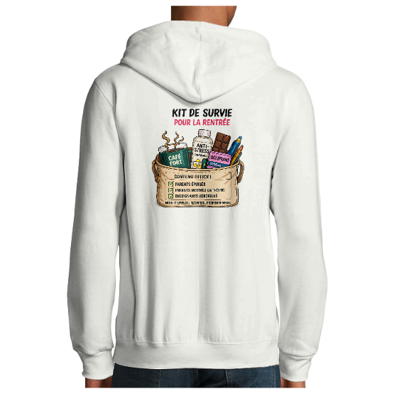 Sweat zippé unisexe adulte rentrée scolaire – Kit de survie pour la rentrée