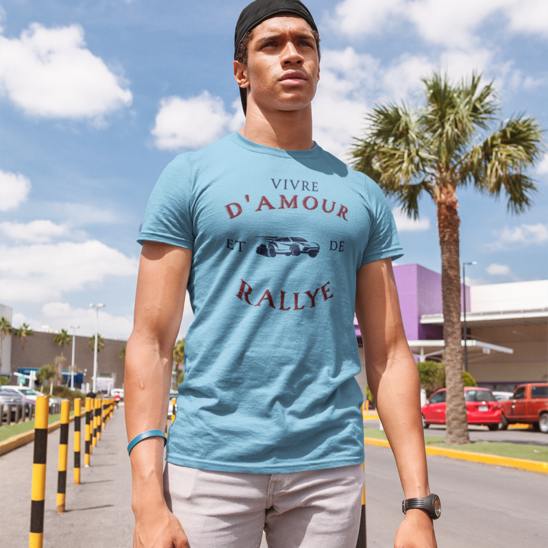 T-SHIRT VIVRE D'AMOUR ET DE RALLYE POUR HOMME