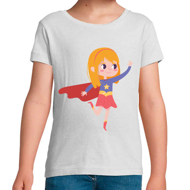 T-SHIRT SUPER-HÉROS SUPER BLONDE FILLE 