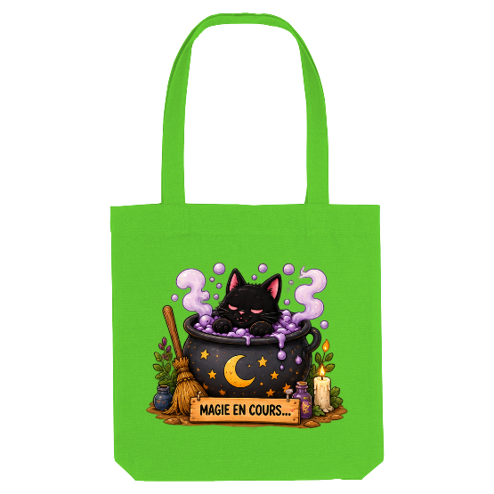Tote Bag Halloween « Magie en Cours… » Chat Noir