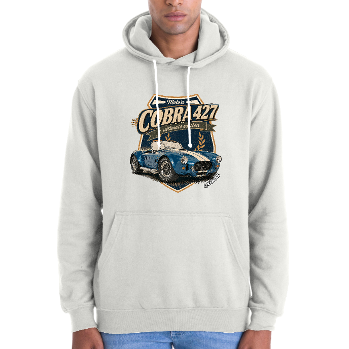 SWEAT A CAPUCHE HOMME KLASSS "MOTORS COBRA 427" VINTAGE - production certifiée WRAP