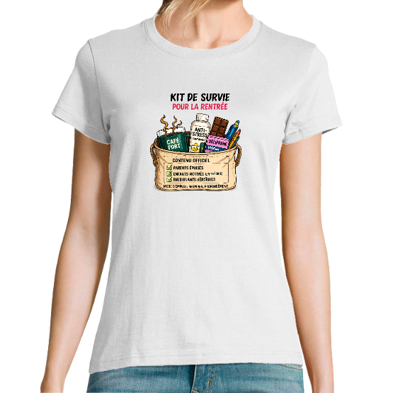 T-shirt femme rentrée scolaire – Kit de survie pour la rentrée