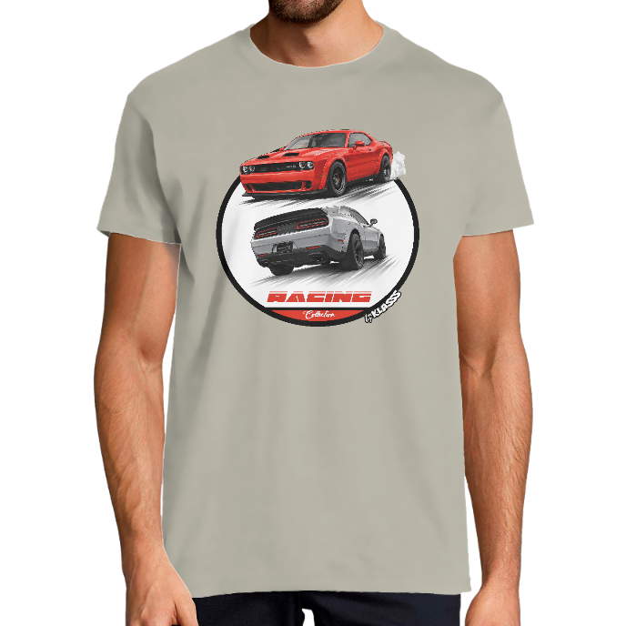T-SHIRT HOMME KLASSS VINTAGE "AUTOMOBILE CHALLENGER RACING COLLECTION", col rond 190 gr