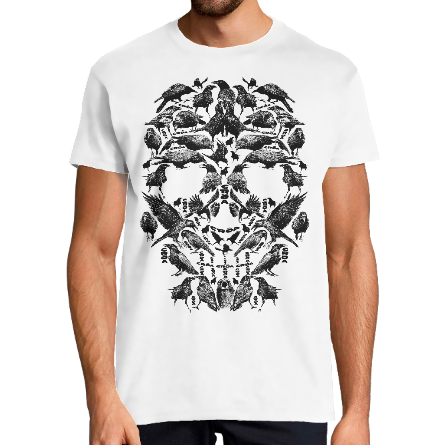 Face T-SHIRT A TETE DE MORT EN CORBEAUX