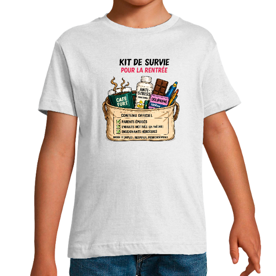 T-shirt garçon rentrée scolaire – Kit de survie pour la rentrée