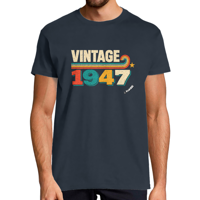 T-SHIRT HOMME KLASSS VINTAGE 1947" - Coupe Universelle, design Original
