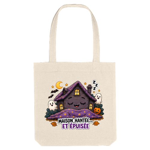 Tote Bag Halloween « Maison Hantée… et Épuisée »