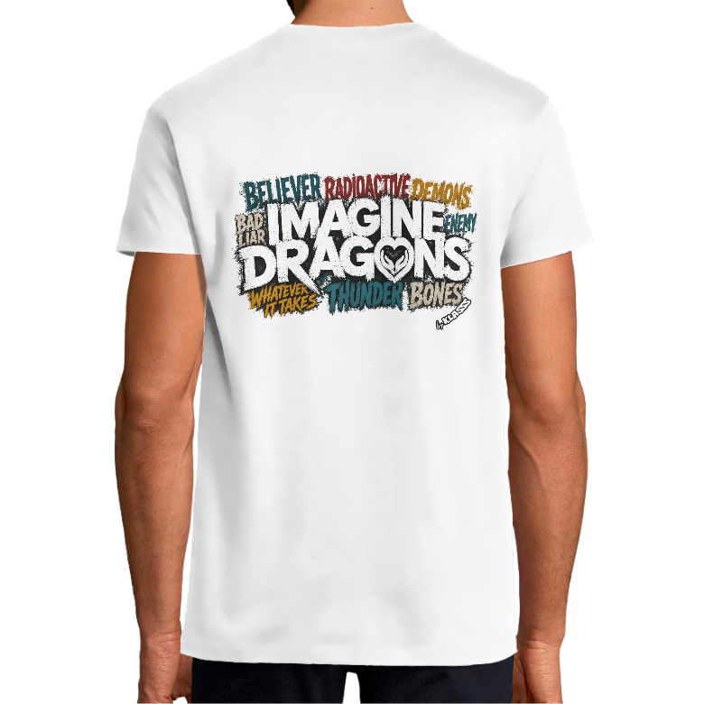 T-SHIRT HOMME KLASSS MUSIQUE "IMAGINE DRAGONS STYLE", col rond 150 gr